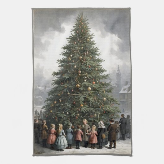 Vintage Weihnachtsbaum-Ansammlung Geschirrtuch (Vertikal)