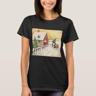 Vintage-Weihnachtsbaum auf einer schneebedeckten W T-Shirt