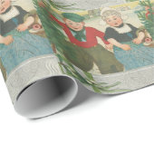 Vintage Weihnachtsbaum-Ausschnittkinder Geschenkpapier (Rolleneckpunkt)