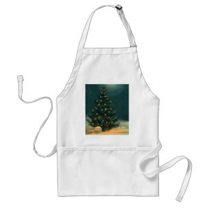 Vintage-Weihnachtsbaum bei Nacht mit Lichtern Schürze