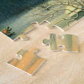 Vintage-Weihnachtsbaum bei Nacht mit Lichtern und  Puzzle (Seite)