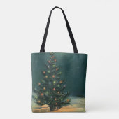 Vintage-Weihnachtsbaum bei Nacht mit Lichtern und Tasche (Rückseite)