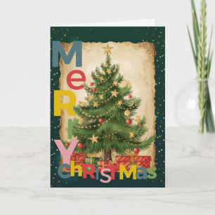 Vintage-Weihnachtsbaum Farbiger Frohe Weihnachten