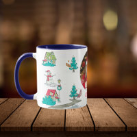 Vintage Weihnachtsbaum Farm Life Navy Blue