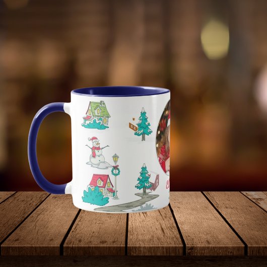 Vintage Weihnachtsbaum Farm Life Navy Blue Tasse