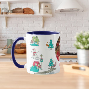 Vintage Weihnachtsbaum Farm Life Navy Blue Tasse