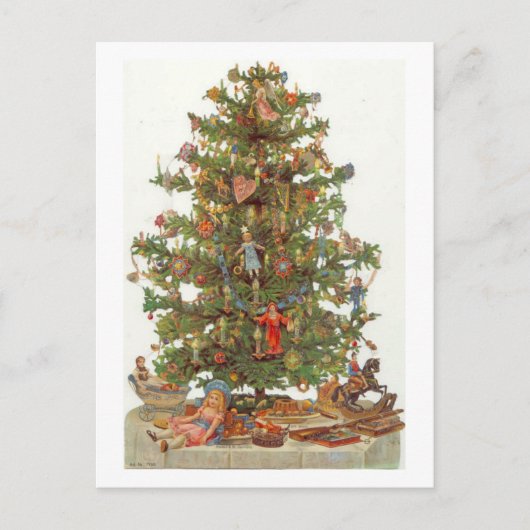 Vintage-Weihnachtsbaum Feiertagspostkarte (Vorderseite)