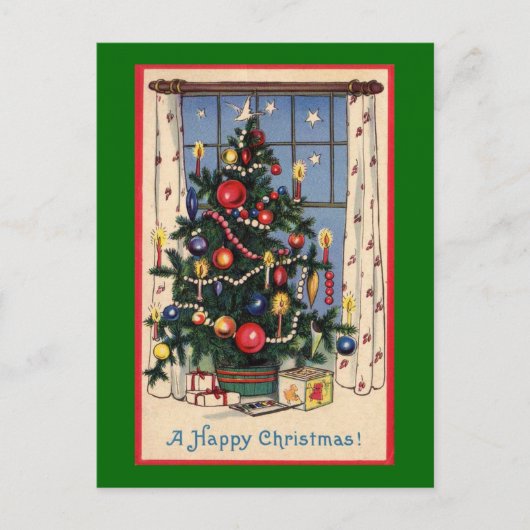 Vintage-Weihnachtsbaum Feiertagspostkarte (Vorderseite)