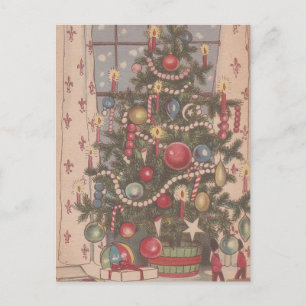 Vintage-Weihnachtsbaum Feiertagspostkarte