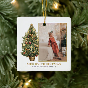 Vintage-Weihnachtsbaum Gold Fröhliche Weihnachten Keramikornament