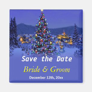 Vintage-Weihnachtsbaum-Hochzeit-save-the-date Magnet
