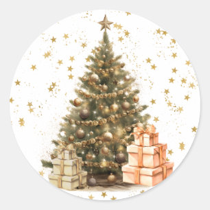 Vintage-Weihnachtsbaum im viktorianischen Stil mit Runder Aufkleber