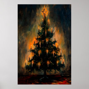 Vintage-Weihnachtsbaum-Kunstposter Dark Academia Poster