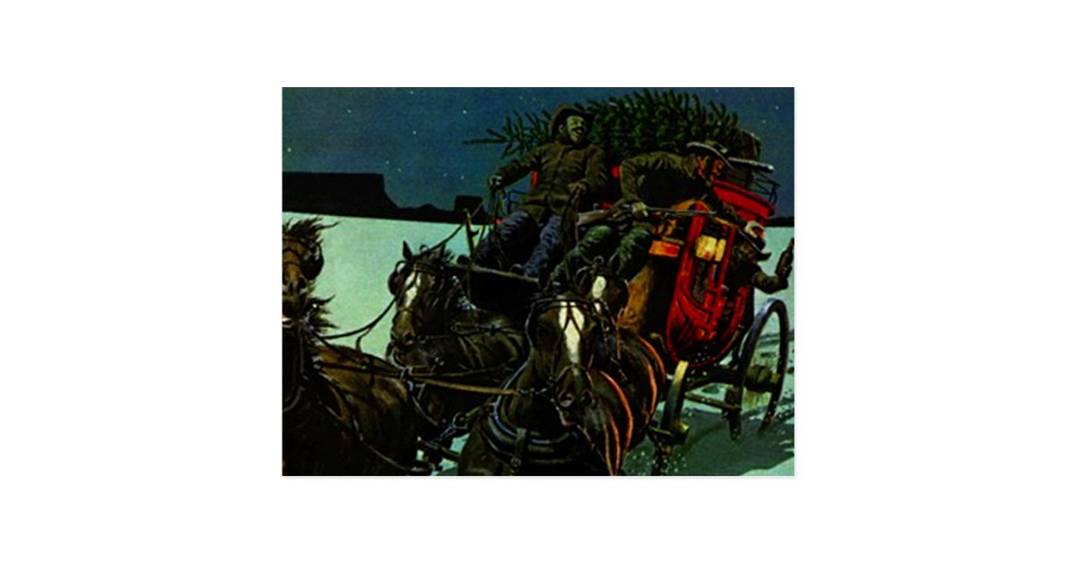 vintage weihnachtsbaum lieferung weststagecoach postkarte vintage weihnachtsbaum lieferung weststagecoach postkarte