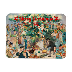 Vintage-Weihnachtsbaum Lithografisch Magnet