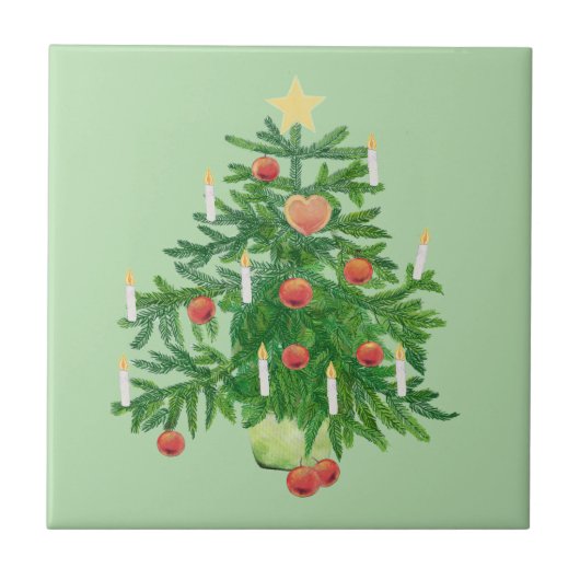 Vintage-Weihnachtsbaum mit einem Stern Fliese (Vorderseite)