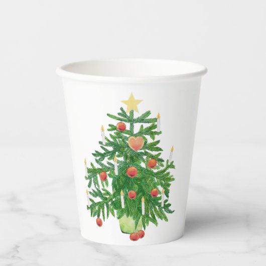 Vintage-Weihnachtsbaum mit einem Stern   Pappbecher (Vorderseite)
