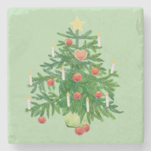 Vintage-Weihnachtsbaum mit einem Stern Steinuntersetzer
