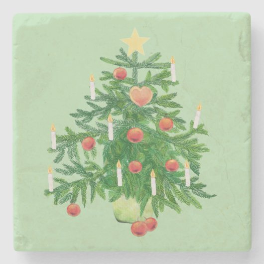 Vintage-Weihnachtsbaum mit einem Stern Steinuntersetzer (Vorderseite)