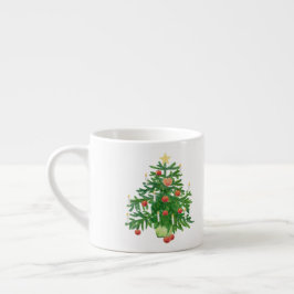 Vintage-Weihnachtsbaum mit einem Stern- und Herzpl Espressotasse