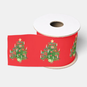 Vintage-Weihnachtsbaum mit Stern und rotem Herz Ripsband