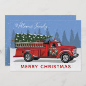 Vintage Weihnachtsbaum-Monogramm Feiertagskarte (Vorne/Hinten)