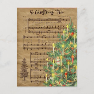 Vintage-Weihnachtsbaum-Musik-Feiertags-Postkarte Feiertagspostkarte