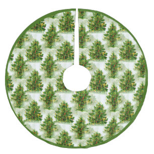 Vintage-Weihnachtsbaum-Muster Feiertage Xmas Polyester Weihnachtsbaumdecke