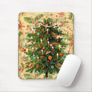 Vintage Weihnachtsbaum-Muster rustikal retro Mousepad