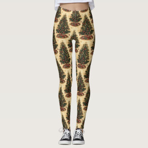 Vintage-Weihnachtsbaum-Muster Weihnachten Ferien Leggings