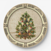 Vintage-Weihnachtsbaum-Papierteller Pappteller (Vorderseite)