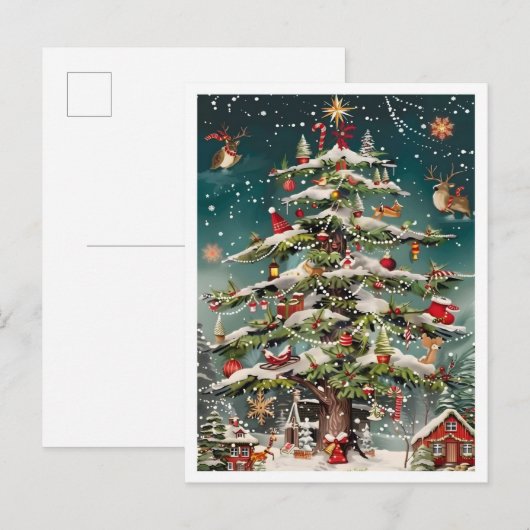 Vintage-Weihnachtsbaum Postkarte (Vorne/Hinten)