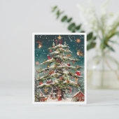 Vintage-Weihnachtsbaum Postkarte (Stehend Vorderseite)