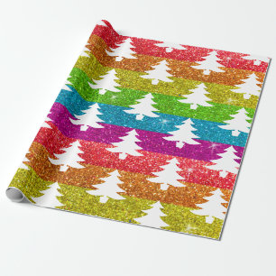 Vintage-Weihnachtsbaum-Regenbogen-Glitter-LGBT-Wei Geschenkpapier