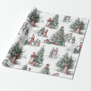 Vintage-Weihnachtsbaum-Szene Geschenkpapier