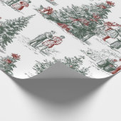 Vintage-Weihnachtsbaum-Szene Geschenkpapier (Ecke)