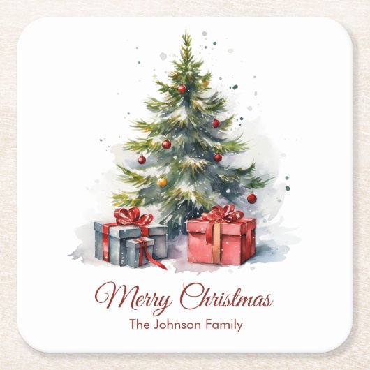 Vintage-Weihnachtsbaum-Unterlage Rechteckiger Pappuntersetzer (Vorderseite)