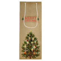 Vintage-Weihnachtsbaum-Weingeschenktasche