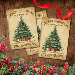 Vintage Weihnachtsbaum Wünschen Fantastische Ferie Feiertagskarte
