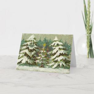 Vintage Weihnachtsbäume Feiertagskarte