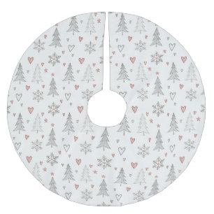 Vintage-Weihnachtsbäume & Hearts Baumskirt Polyester Weihnachtsbaumdecke