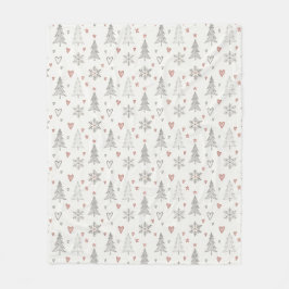 Vintage-Weihnachtsbäume & Herzen Fleece-Decke Fleecedecke