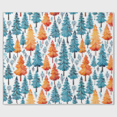 Vintage Weihnachtsbäume in Wasserfarbe Geschenkpapier (Flach)