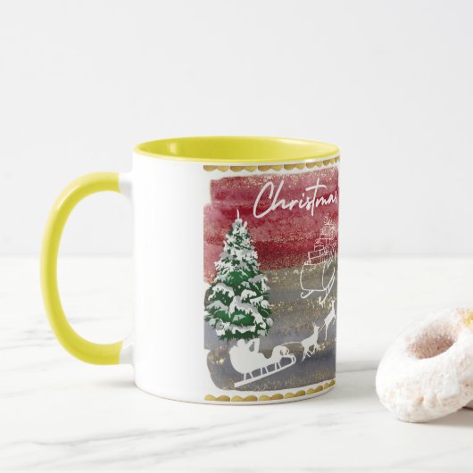 Vintage-Weihnachtsbäume Tasse (Mit Donut)