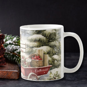 Vintage Weihnachtsbaumen im Wasserfarbenwald Kaffeetasse