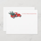 Vintage Weihnachtsbaumen von Red Truck Mitteilungskarte (Vorne/Hinten)