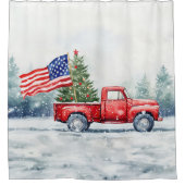 Vintage Weihnachtsbaumflagge Duschvorhang (Vorderseite)
