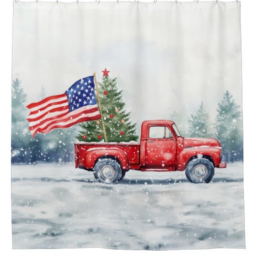 Vintage Weihnachtsbaumflagge Duschvorhang (Vorderseite)