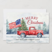 Vintage Weihnachtsbaumflagge Feiertagskarte (Vorderseite)