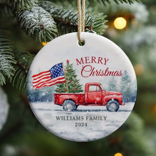 Vintage Weihnachtsbaumflagge Keramik Ornament